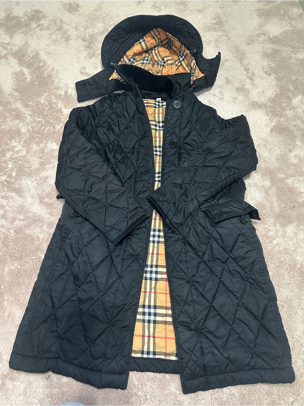 Burberry Black Quilted Spring Coat